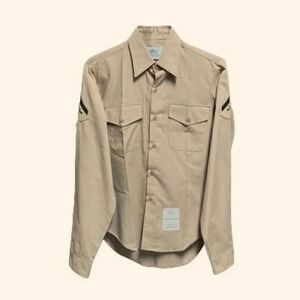 USMC Tan Long Sleeve Button Down Shirt Size 15.5 x 38